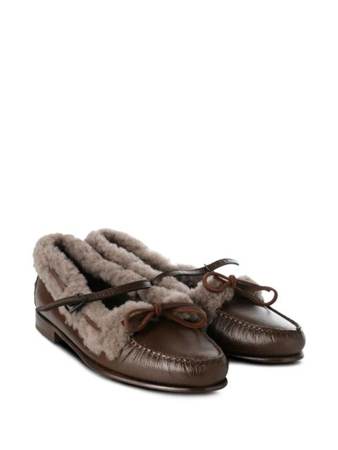 Hereu shearling-trim loafers - Brown