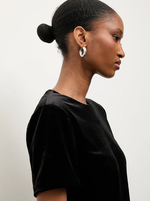 Answear.LAB bluzka welurowa damska kolor czarny gładka