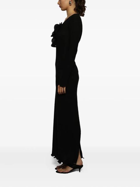 Magda Butrym floral-appliqué long-sleeve dress - Black