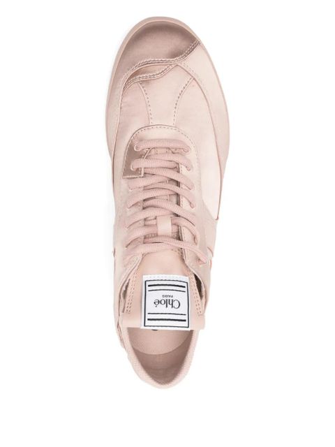 Chloé CHLOE KICK SATIN MID TOP SNEAKERS - Neutrals