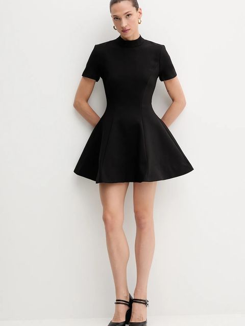 Bardot sukienka kolor czarny mini rozkloszowana 59907DB