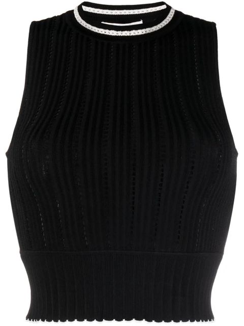 Victoria Beckham pointelle-knit crop top - Black - zdjęcie produktu nr 1