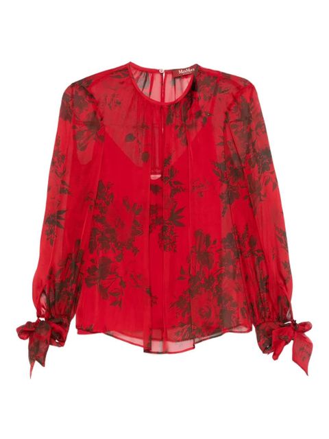 Max Mara floral-print tie-cuff blouse - Red - zdjęcie produktu nr 1
