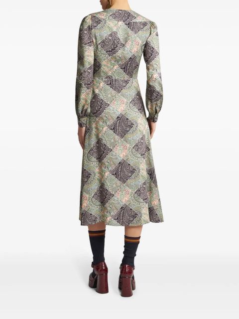 ETRO check print twill dress - Green - zdjęcie produktu nr 2
