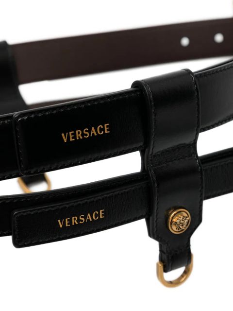 Versace double-strap leather belt - Black