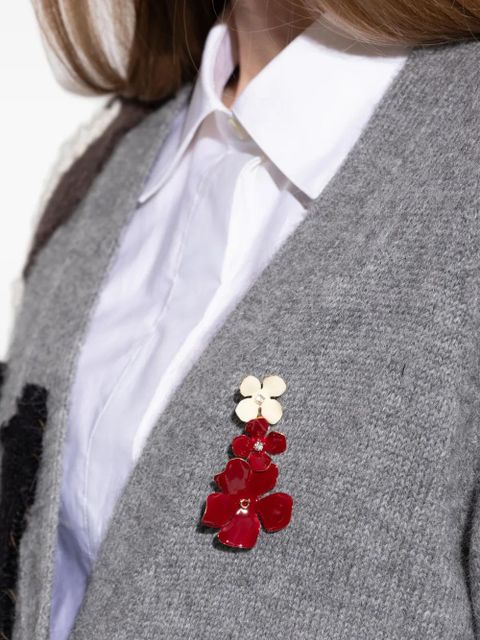 Marni crystal-embellished floral brooch - Red