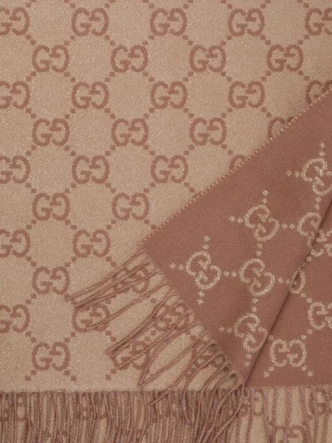 Gucci GG-pattern fringed-edges scarf - Neutrals - zdjęcie produktu nr 2