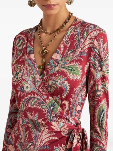 ETRO paisley-print wrap midi dress - Red