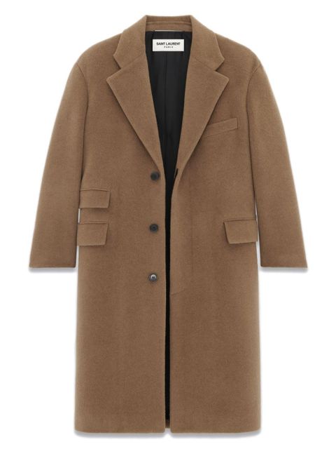 Saint Laurent single-breasted wool long coat - Brown - zdjęcie produktu nr 2