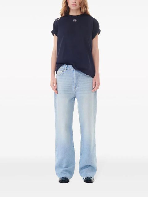 GANNI logo-embellished cotton T-shirt - Blue