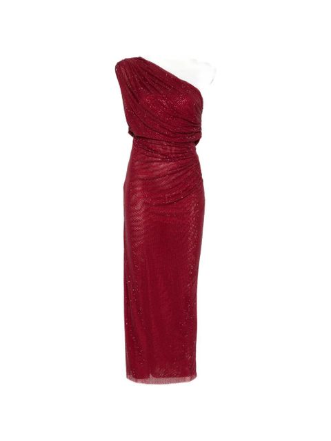 Self-Portrait one-shoulder ruched midi \dress - Red - zdjęcie produktu nr 1