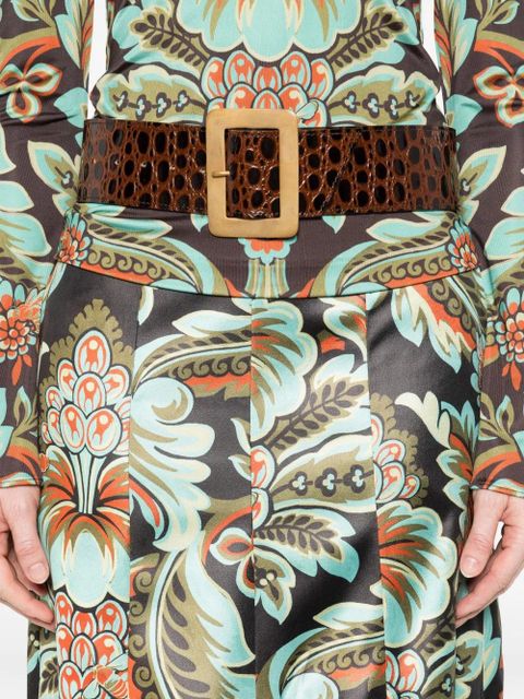 ETRO pleated floral-print skirt - Black