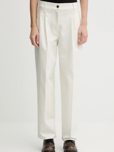 Calvin Klein spodnie damskie kolor beżowy szerokie high waist LV044D664G - zdjęcie produktu nr 1