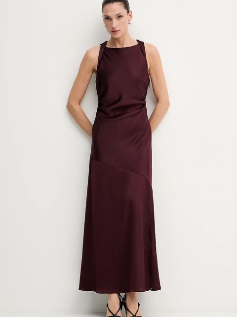 Gestuz sukienka kolor bordowy maxi rozkloszowana 10910802