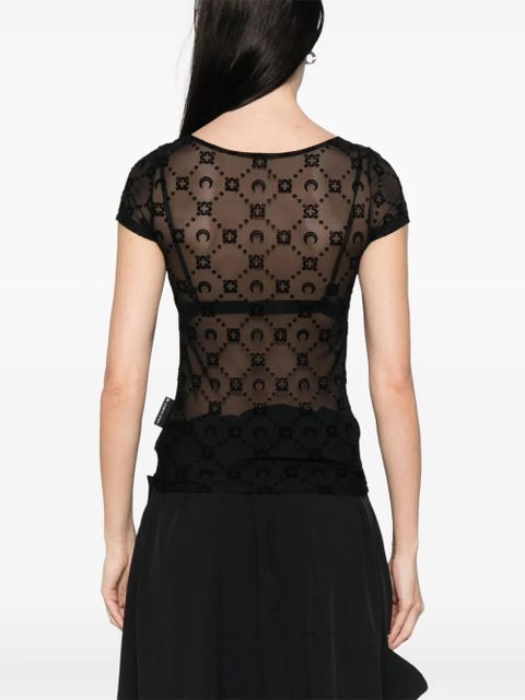 Marine Serre flocked mesh top - Black