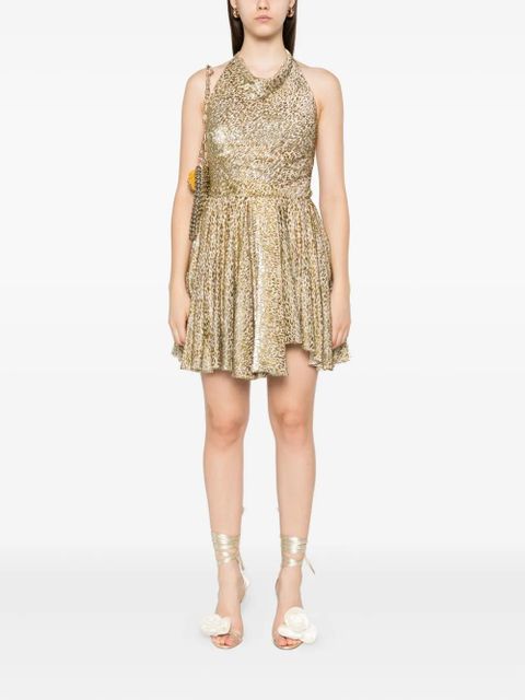 Self-Portrait pleated halter neck mini dress - White - zdjęcie produktu nr 2