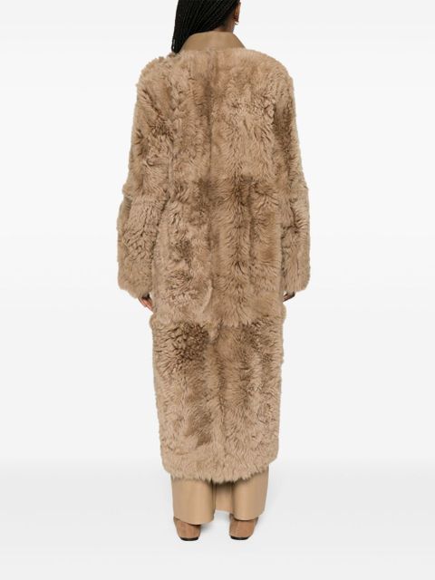 TOTEME shearling single-breasted maxi coat - Neutrals