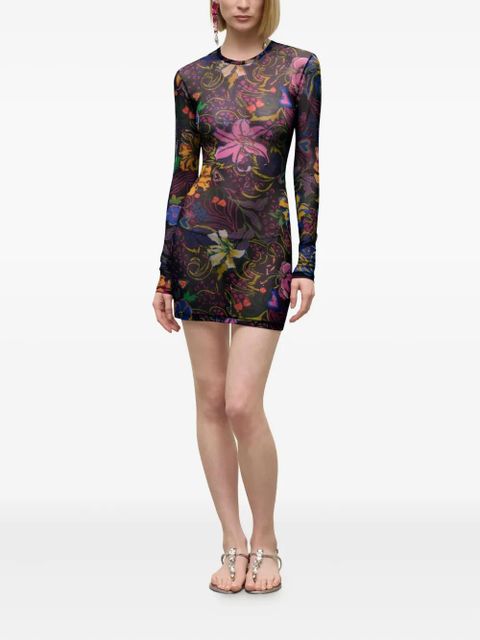 AREA hotfix printed tulle mini dress - Black - zdjęcie produktu nr 2