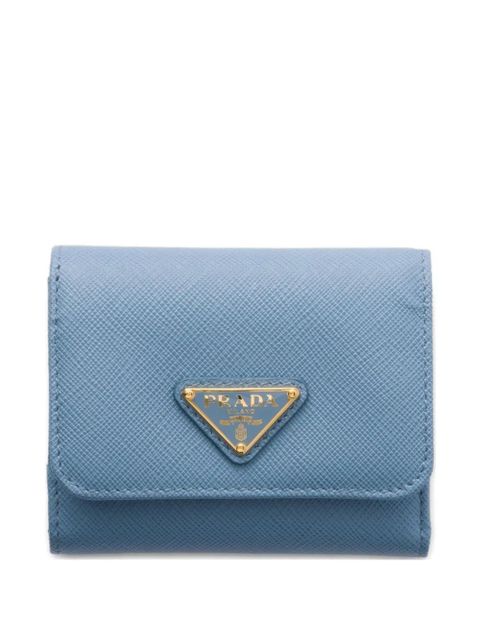 Prada small triangle-logo leather wallet - Blue - zdjęcie produktu nr 1