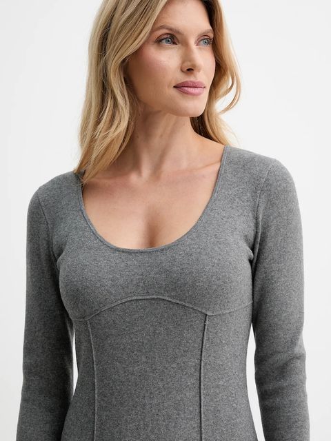 Calvin Klein sukienka kolor szary midi dopasowana LV044D366G