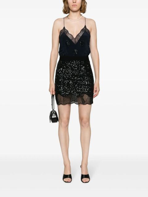 Zadig&Voltaire Justicia sequin-embellished lace-trim skirt - Black - zdjęcie produktu nr 2