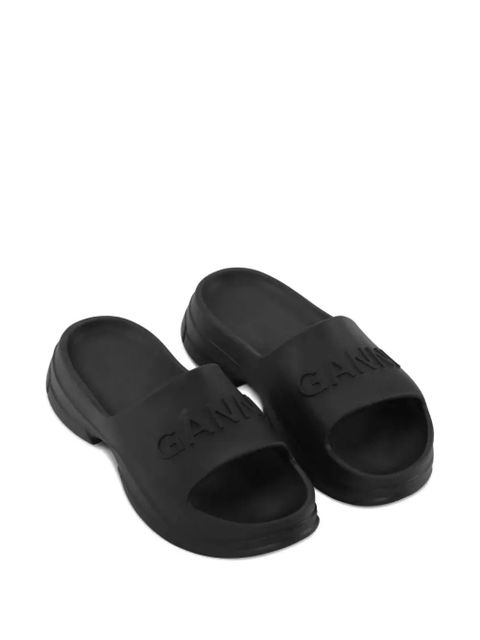 GANNI logo-embossed chunky slides - Black - zdjęcie produktu nr 2