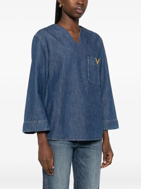 Valentino Garavani V-neck pocket top - Blue
