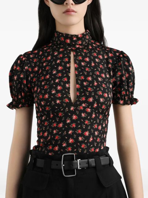 Dolce & Gabbana floral high-neck blouse - Black