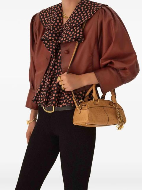 Chloé small Chloé ostrich-effect charm-embellishment tote bag - Neutrals