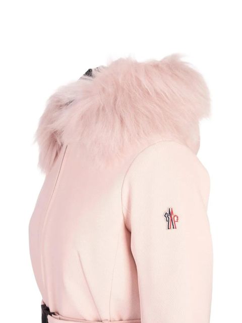 Moncler Grenoble fur trim belted coat - Pink