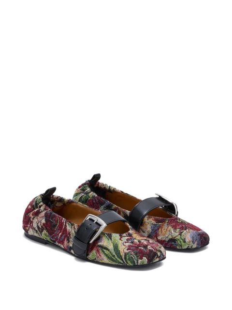 GANNI tapestry-weave buckled ballet flats - Multicolour