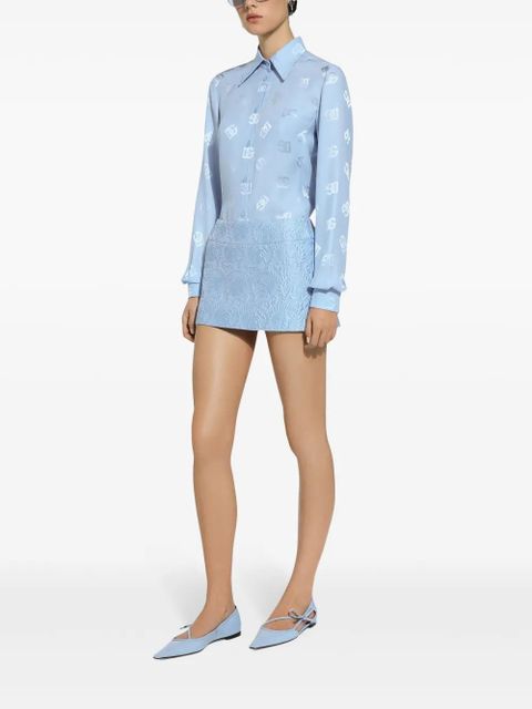 Dolce & Gabbana DNA monogram-jacquard silk shirt - Blue