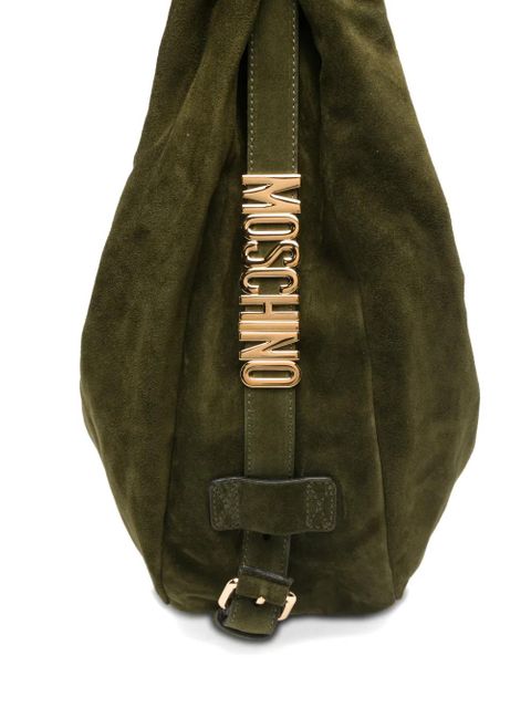 Moschino logo leather shoulder bag - Green