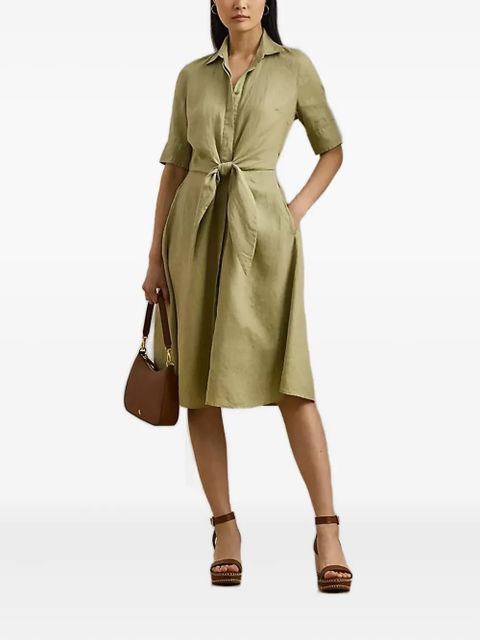 Lauren Ralph Lauren tie-front shirt dress - Green - zdjęcie produktu nr 2