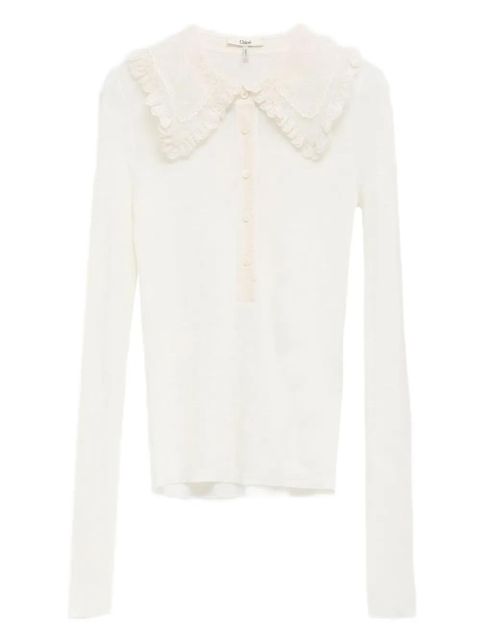 Chloé lace-collar long-sleeve shirt - White - zdjęcie produktu nr 1