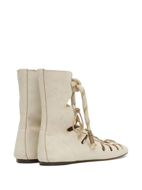 ISABEL MARANT Liade lace-up leather boots - Neutrals