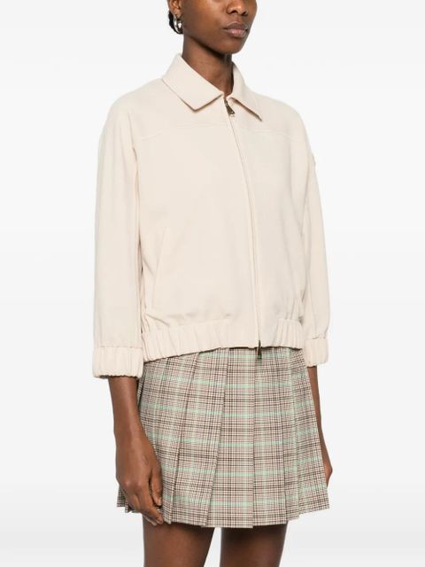 Moncler zip-up tonal-logo bomber jacket - Neutrals