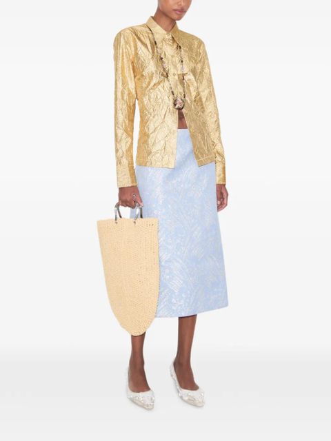 Tory Burch floral-jacquard metallic skirt - Blue - zdjęcie produktu nr 2