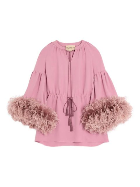 Valentino Garavani Cady Couture feather-trim blouse - Pink - zdjęcie produktu nr 1