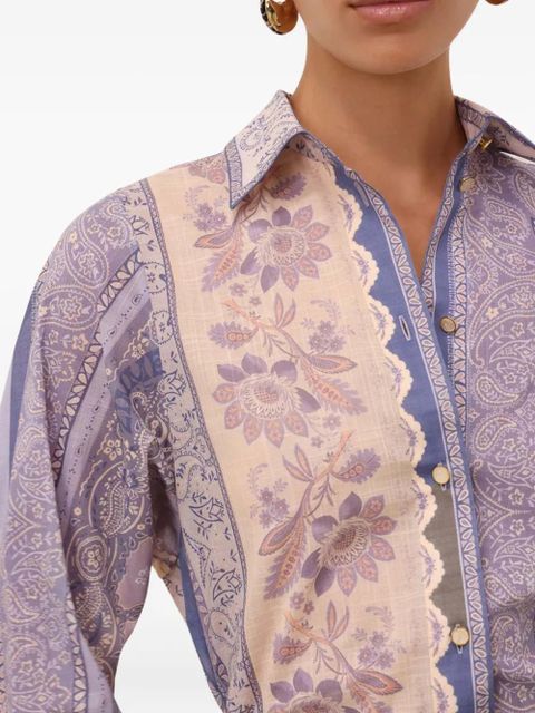 ZIMMERMANN mix-print button-up shirt - Blue