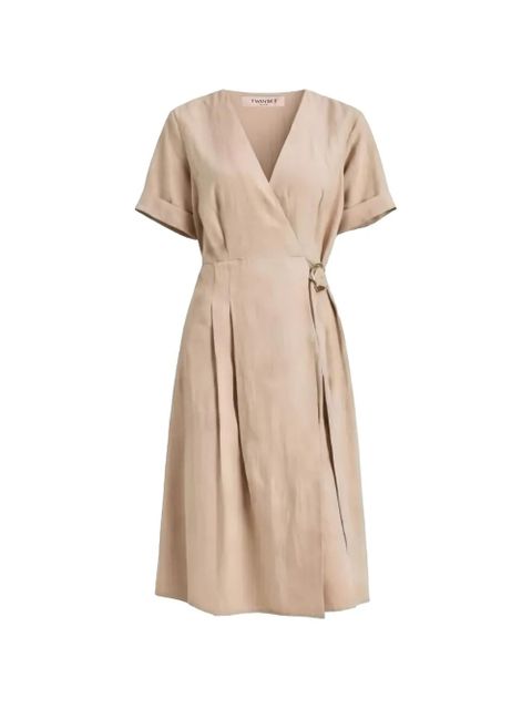 TWINSET pleated wrap midi dress - Neutrals - zdjęcie produktu nr 1