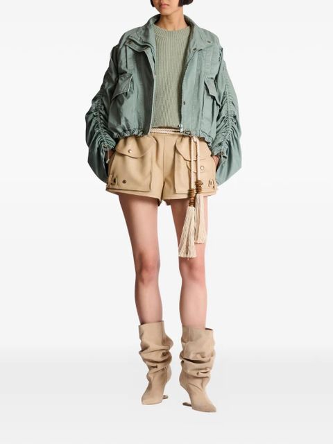Balmain pockets gathered-sleeve jacket - Green - zdjęcie produktu nr 2