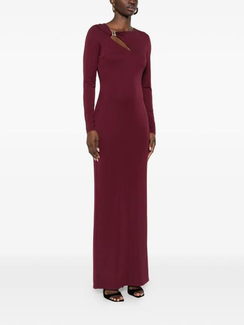 Lauren Ralph Lauren brooch long-sleeve maxi dress - Red