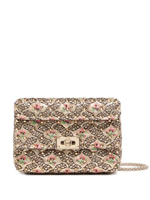 Valentino Garavani Rockstud Spike small bag in Papier Floral jacquard fabric - Neutrals - zdjęcie produktu nr 1