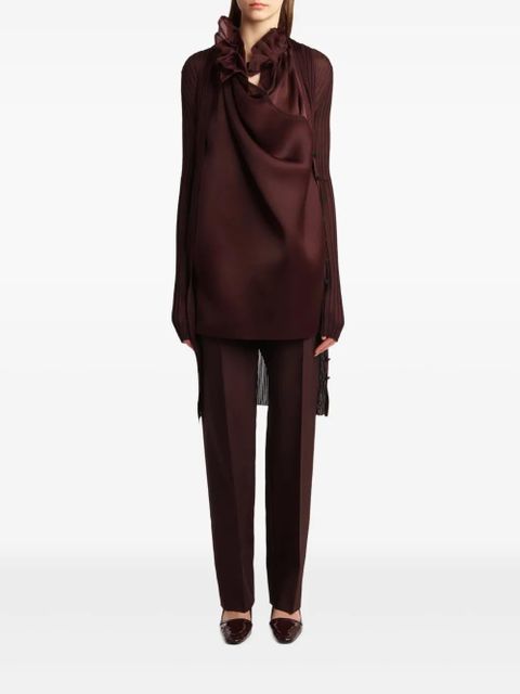 KHAITE Meegan ruffled-collar top - Red - zdjęcie produktu nr 2