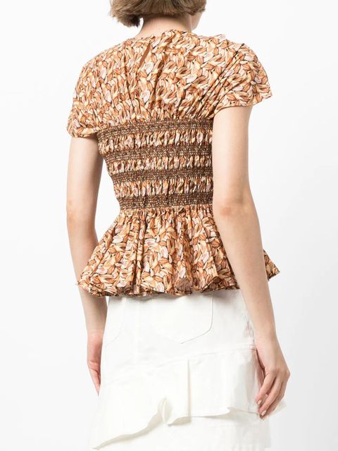 Acler Kylie ruched peplum top - Brown