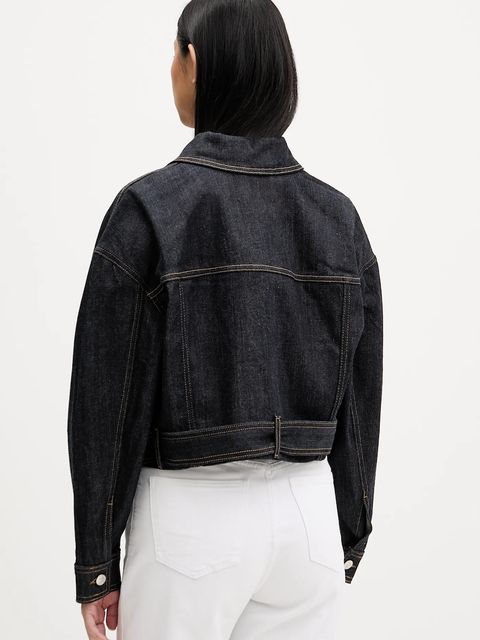 HUGO kurtka jeansowa kolor granatowy przejściowa 50558837