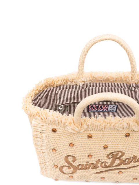 MC2 Saint Barth Colette crystal-embellished frayed tote bag - Neutrals