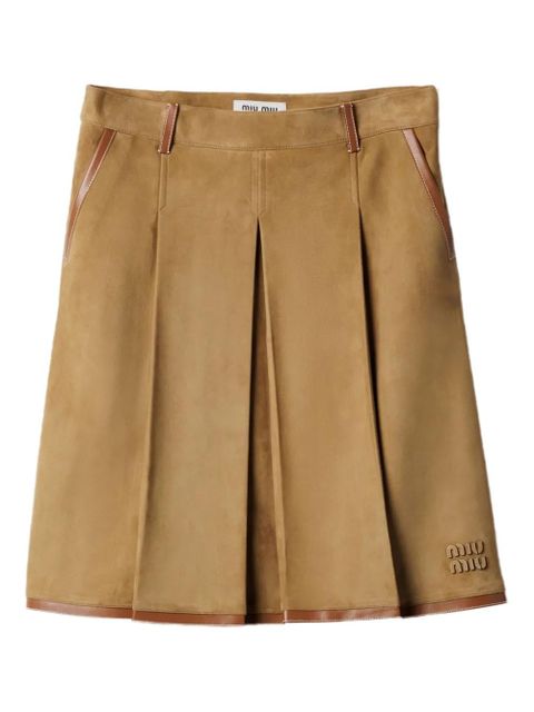 Miu Miu suede pleated skirt - Brown - zdjęcie produktu nr 1