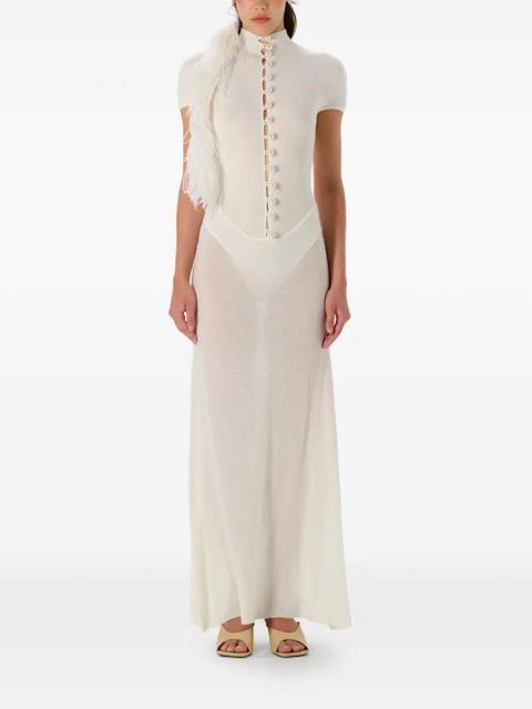 MANURÍ Mia button-detail maxi dress - White